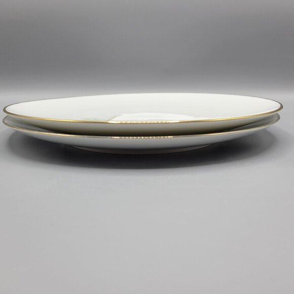 Vtg Noritake Japan Oriental Bamboo Design Dinner Plates Set Of 2 Gold Trim 10.5" - Picture 4 of 10